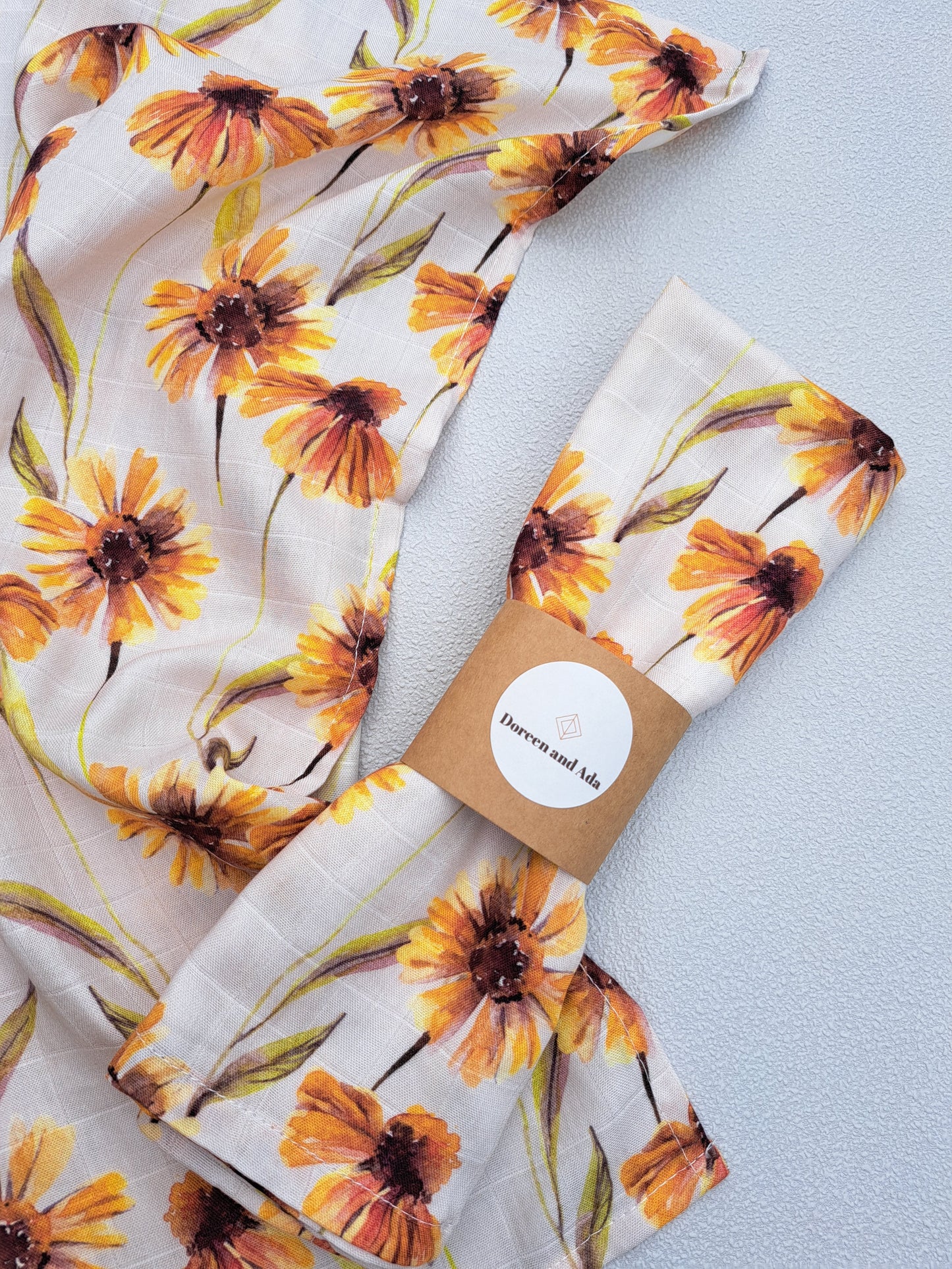 Gerbera Orange Flower Muslin Square