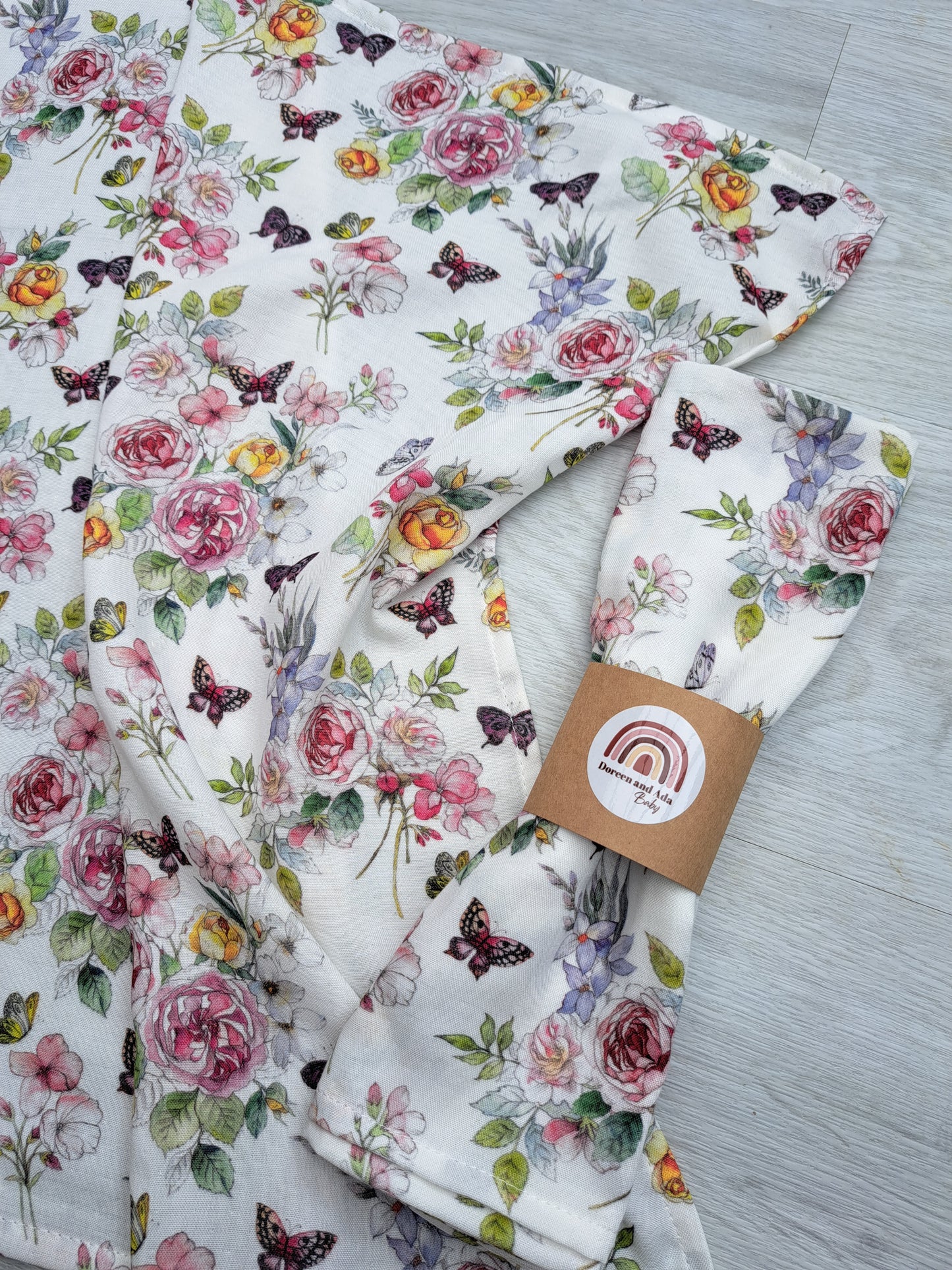 Butterfly and Flowers Muslin Square