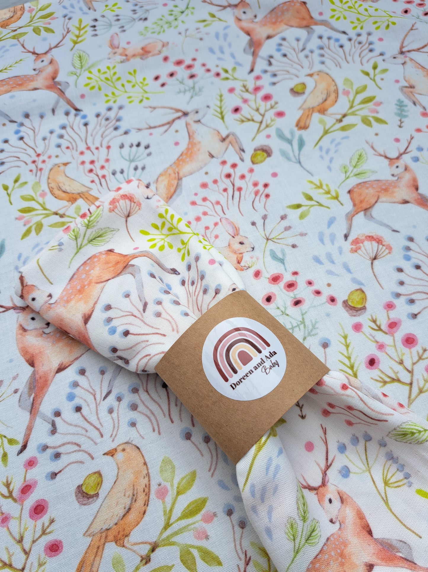 Dashing Deers and Flowers Muslin Square