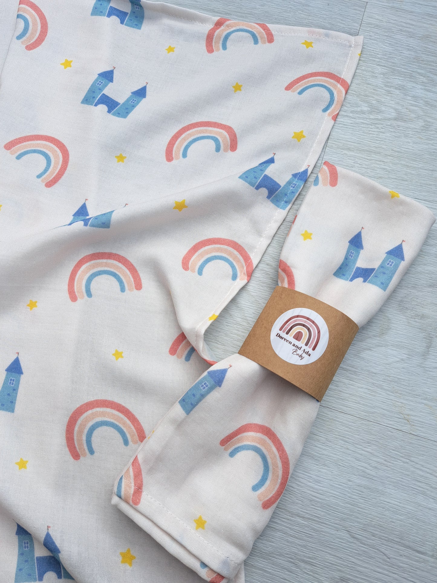 Princess Castle and Rainbow Muslin Square