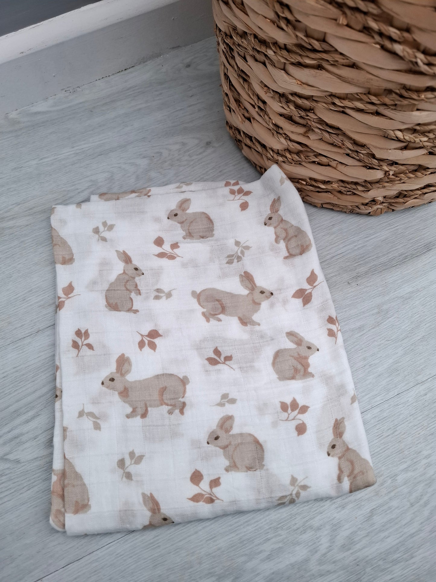 Rabbit Muslin Swaddle by Doreen and Ada