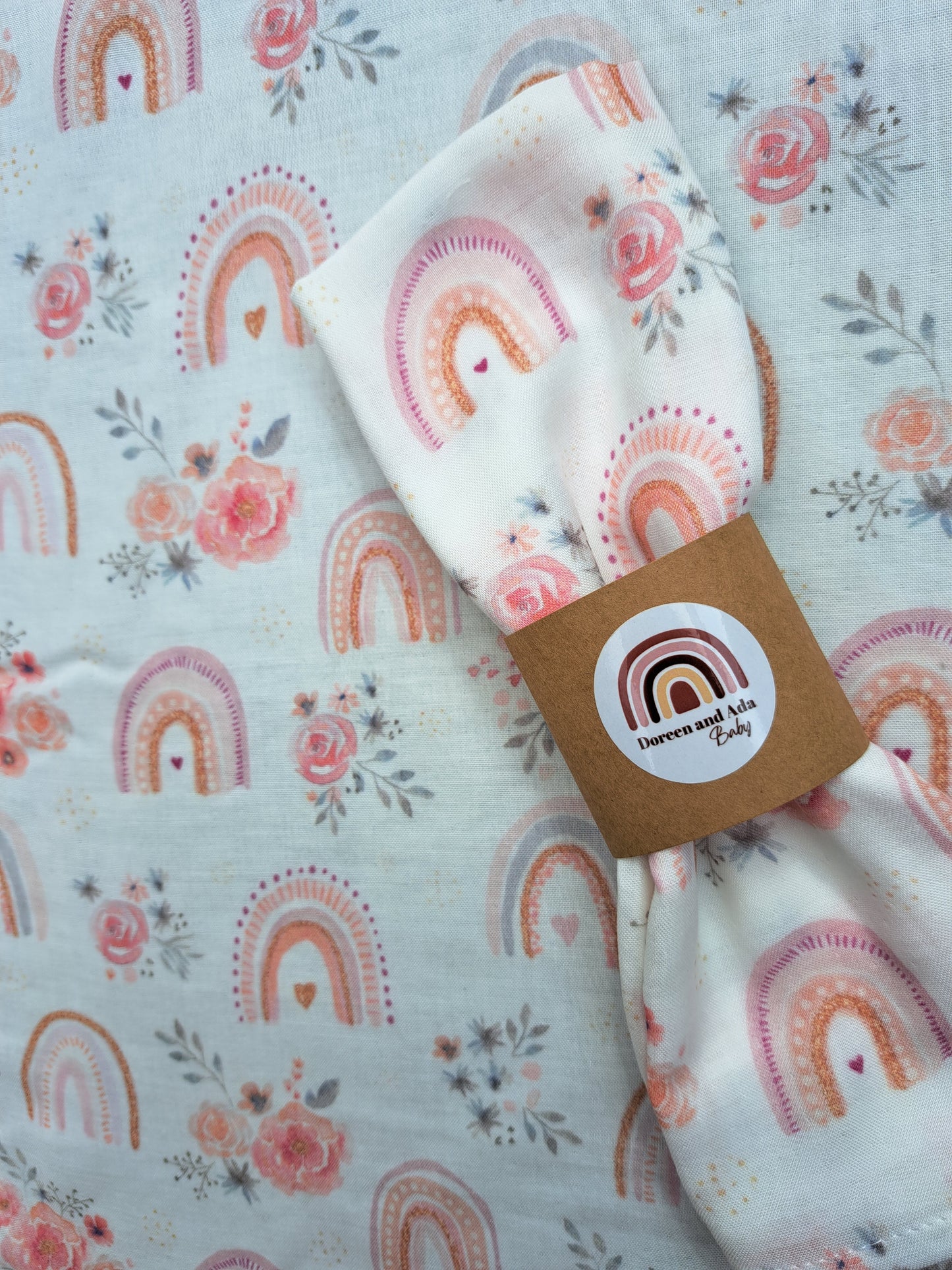 Rainbows and Roses Flowers Muslin Square