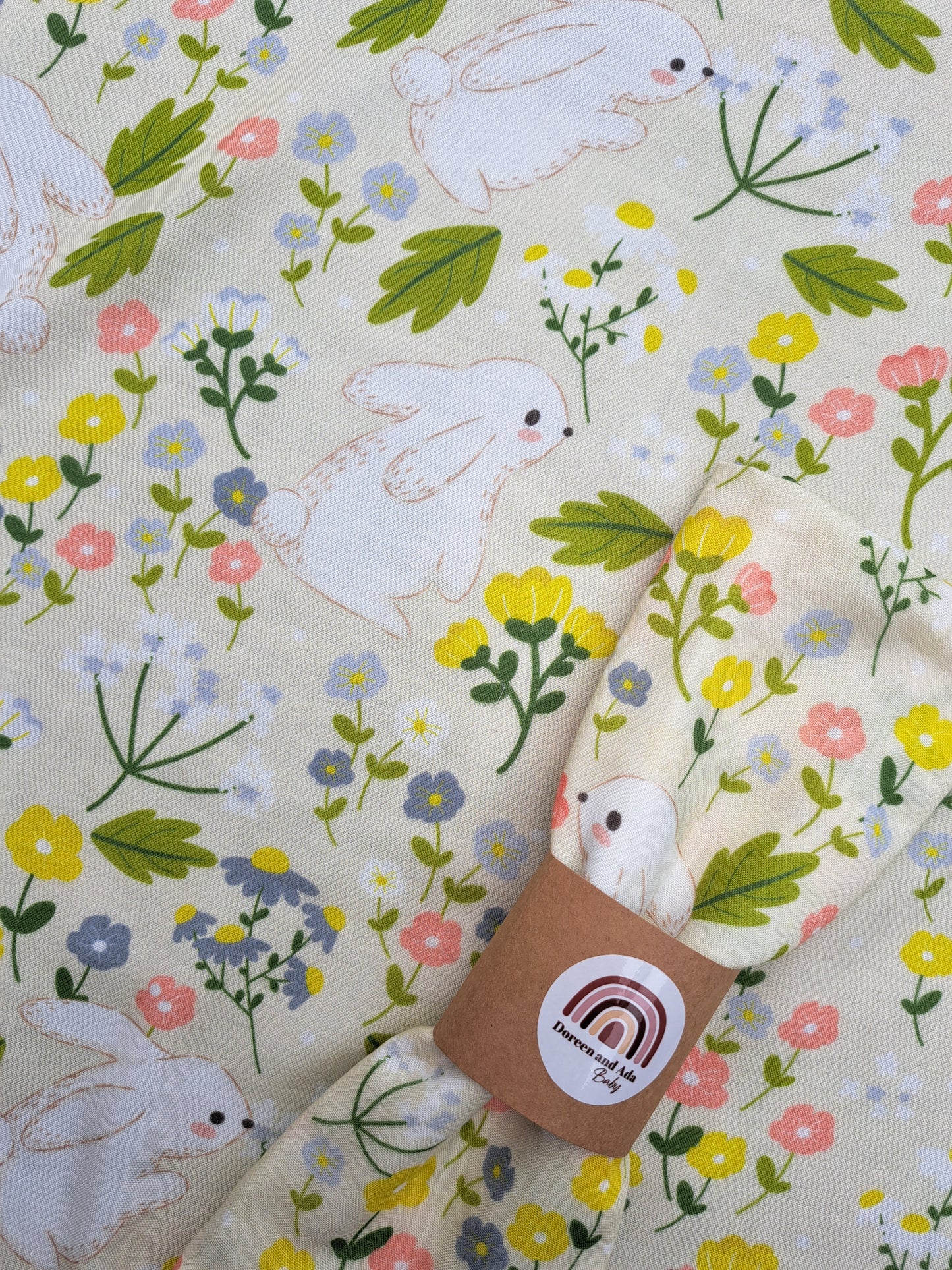 Rabbit and Wildflower Muslin Square