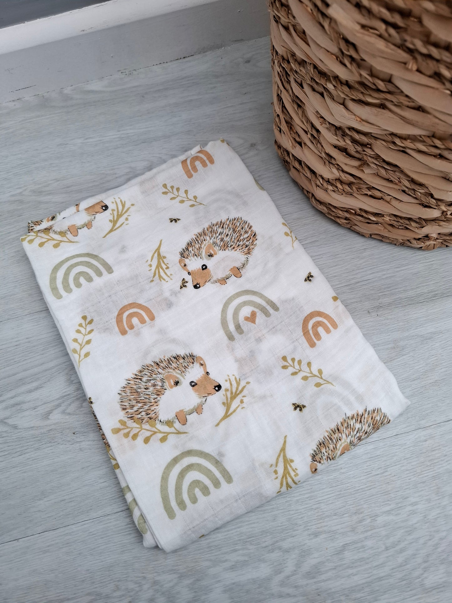 Hedgehog Muslin Swaddle by Doreen and Ada
