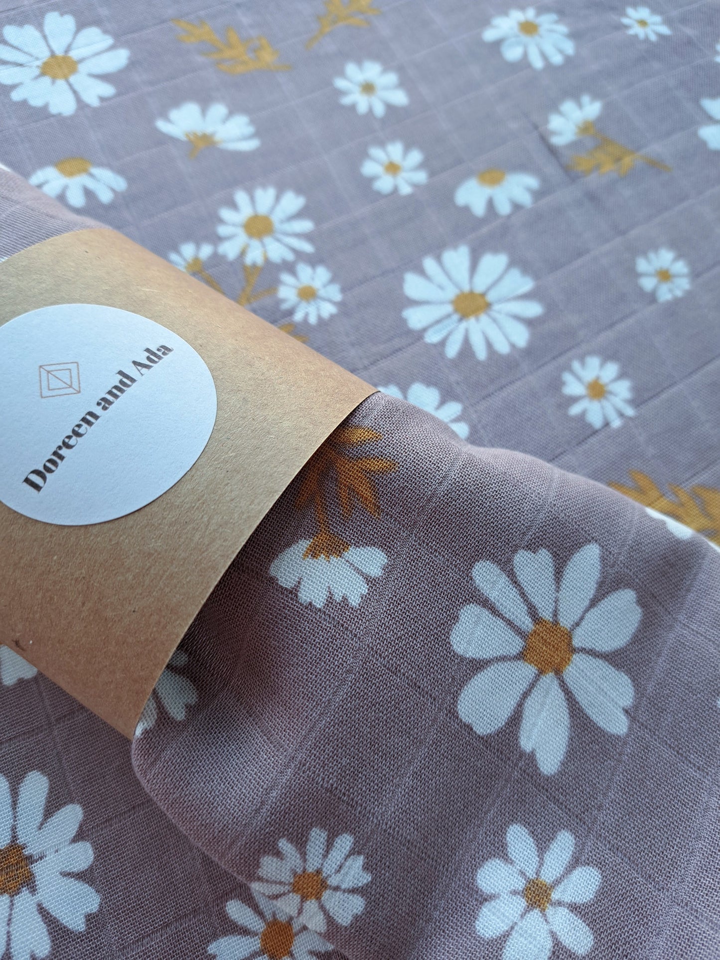 Lavender Haze Daisy Floral Muslin Square