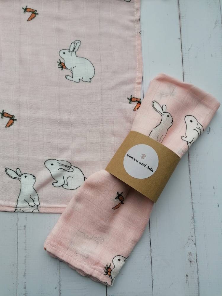 Rabbit and Carrot Muslin Square
