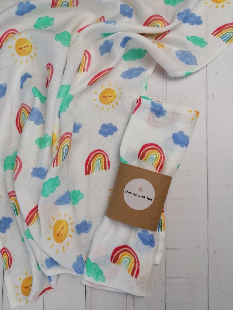 Sunshine and Rainbows Muslin Square