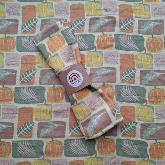 Harvest Pumpkin Patch Muslin Square or Swaddle by Doreen & Ada
