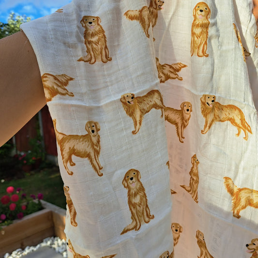 Golden Retriever Dog Muslin Square or Swaddle by Doreen & Ada