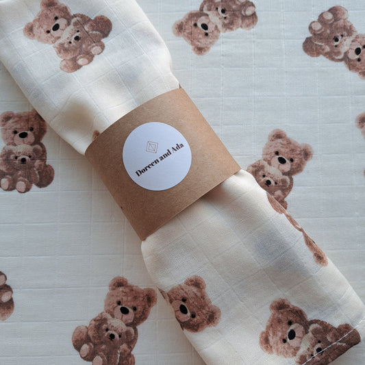 Teddy Bear Muslin Square by Doreen & Ada