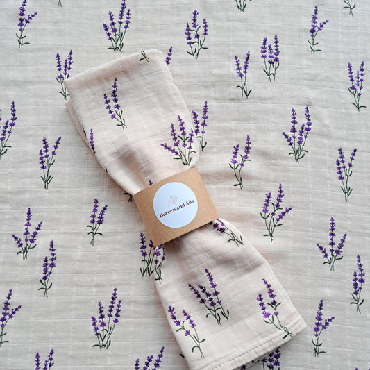 Lavender Sprig Muslin Square by Doreen & Ada