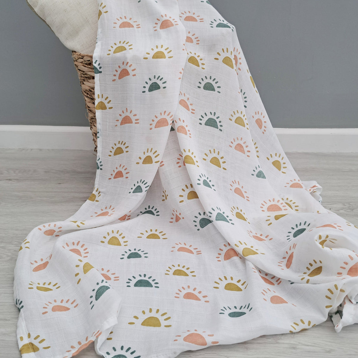 Multicoloured Neutral Skandi Rainbow Muslin Large Swaddle by Doreen & Ada