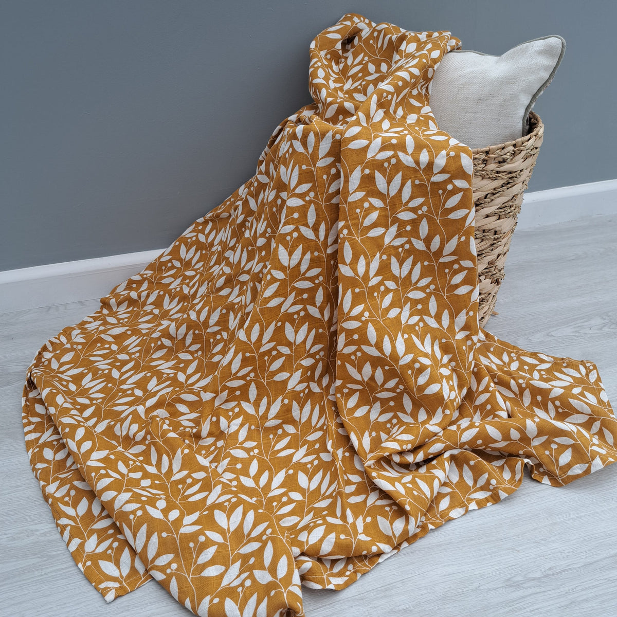 Rust Leaf Muslin Swaddle by Doreen & Ada