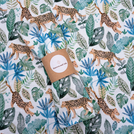 Jungle Safari Leopard Muslin Square by Doreen & Ada