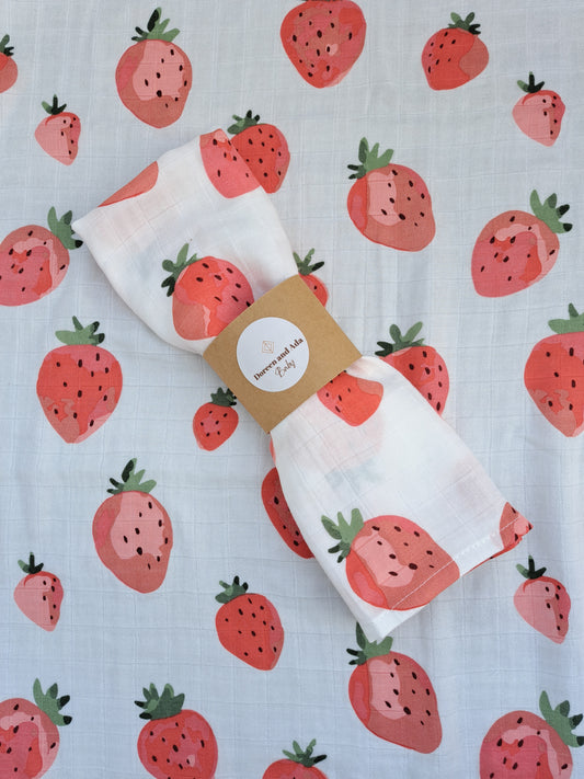 Strawberry Muslin Square