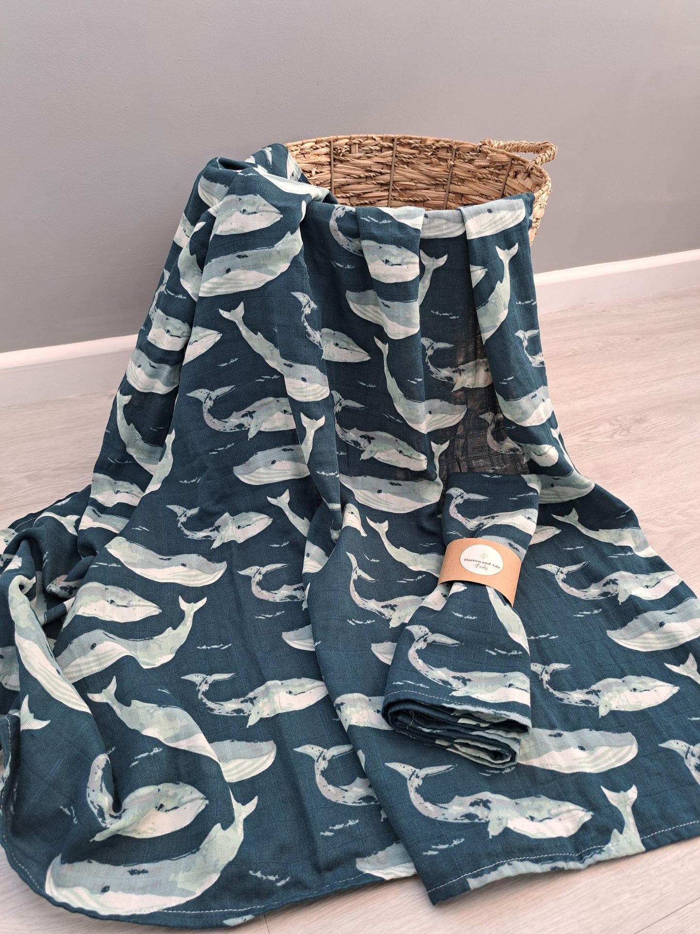 Whale Muslin Large Swaddle