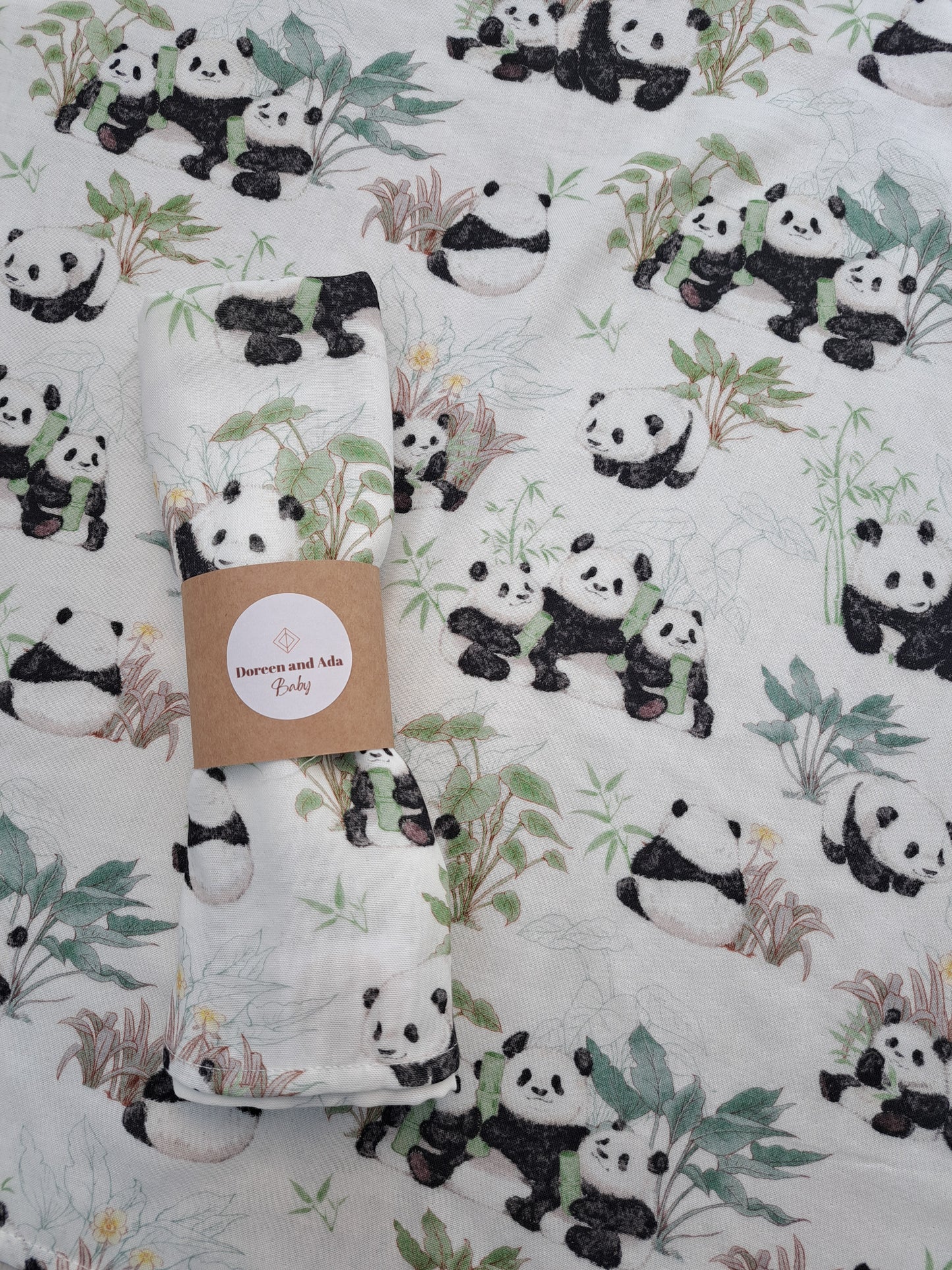 Panda and Bamboo Muslin Square or Swaddle