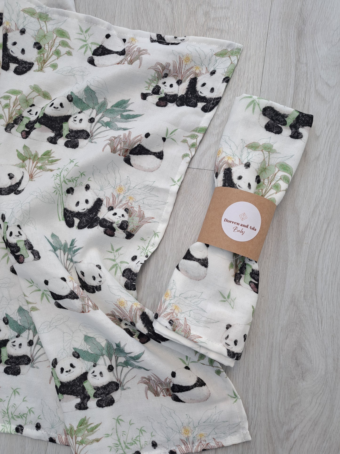 Panda and Bamboo Muslin Square or Swaddle