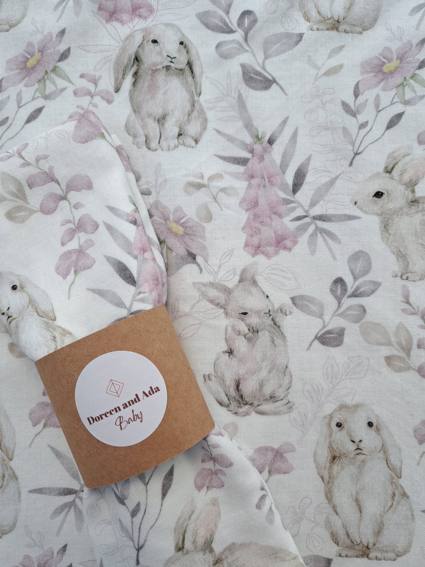 Easter Rabbit and Flowers Muslin Square