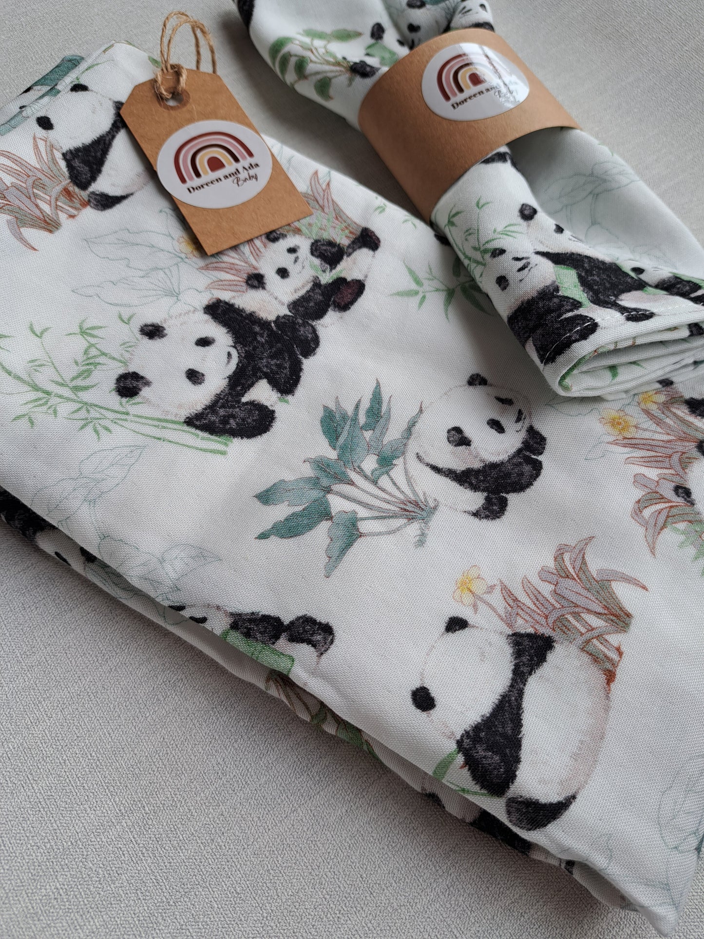 Panda and Bamboo Muslin Square or Swaddle