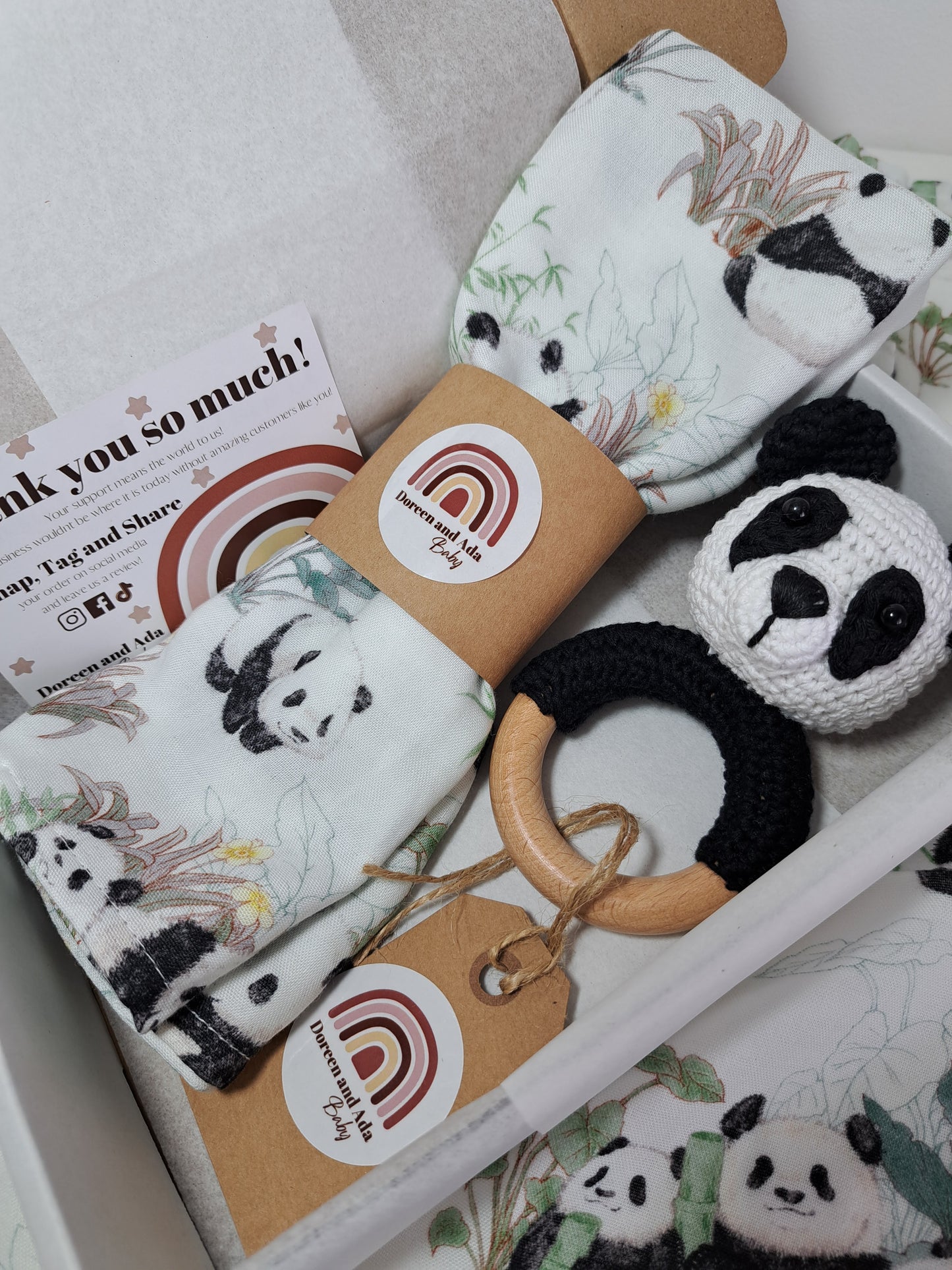 Panda Teether Rattle and Muslin Gift Set