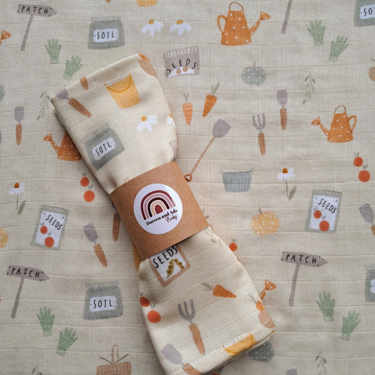 Garden and Allotments Muslin Square by Doreen & Ada