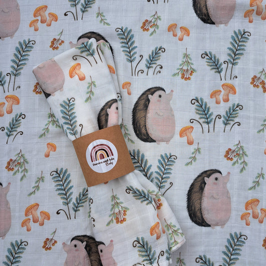 Hedgehog Muslin Square by Doreen & Ada