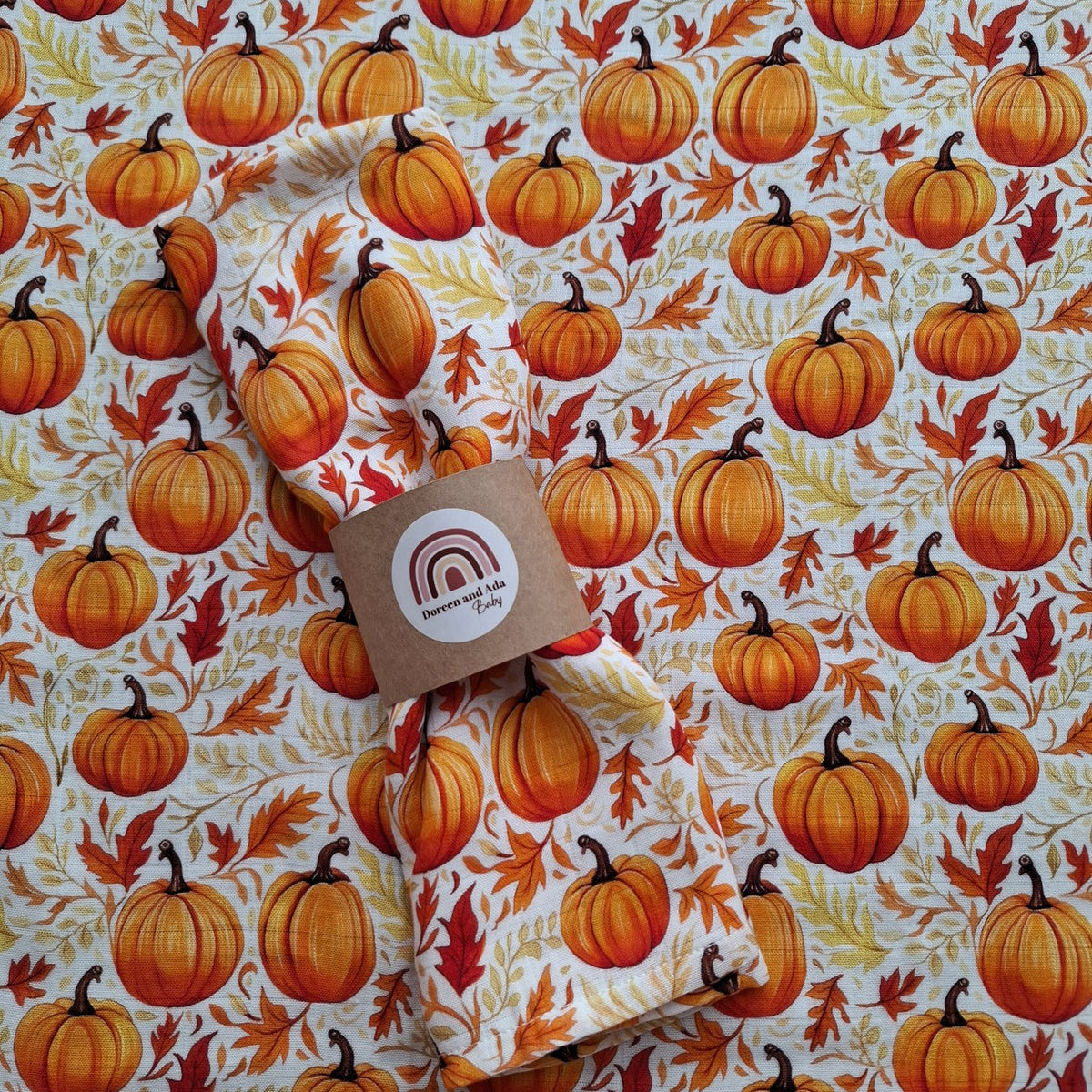 Pumpkin Patch Muslin Square or Swaddle by Doreen & Ada