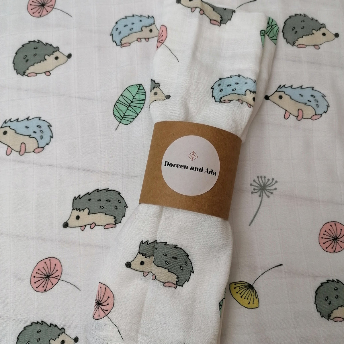 Hedgehog Muslin Square by Doreen & Ada