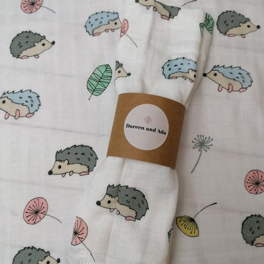 Hedgehog Muslin Square by Doreen & Ada