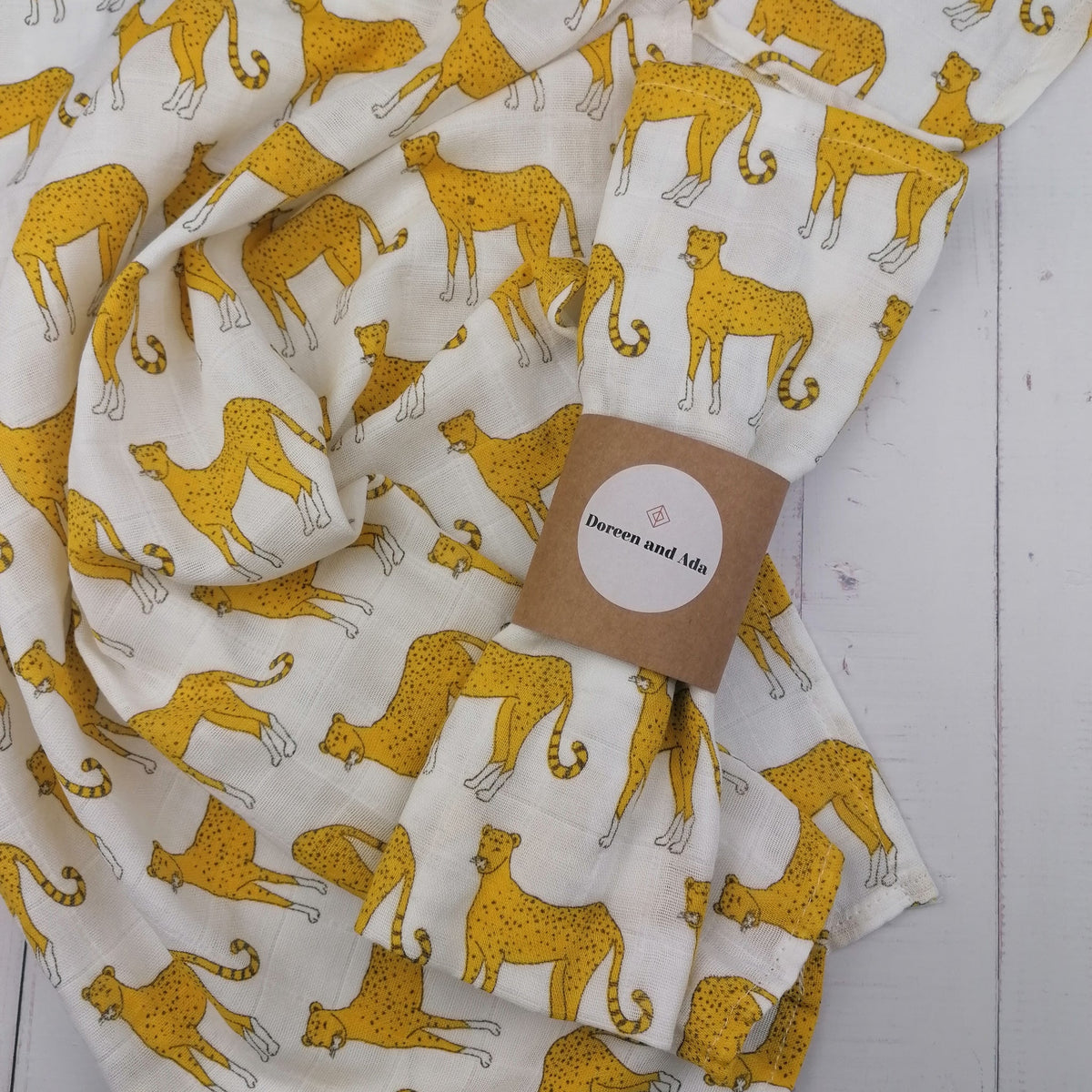 Cheetah Leopard Muslin Square by Doreen & Ada
