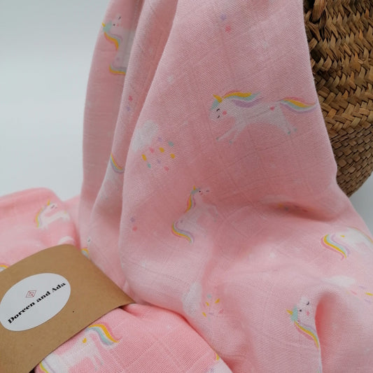 Unicorns and Rainbows Muslin Square by Doreen & Ada