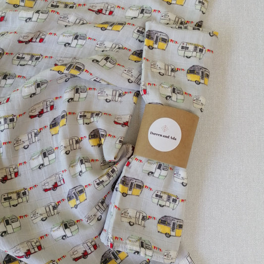 Campervan Caravan Muslin Square by Doreen & Ada