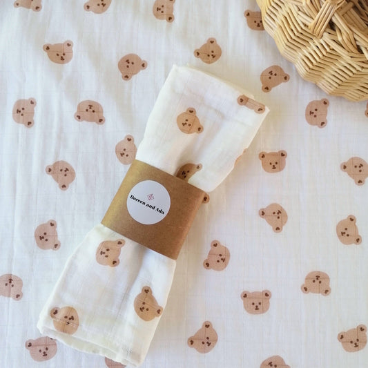 Teddy Bears Picnic Muslin Swaddle by Doreen & Ada