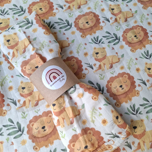 Sleepy Lion Cub Muslin Square by Doreen & Ada