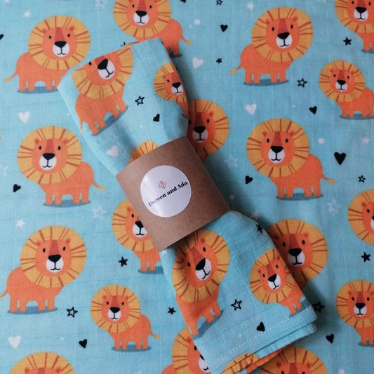 Lion Muslin Square by Doreen & Ada