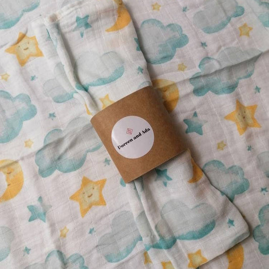 Sun, Star and Moon Muslin Square by Doreen & Ada