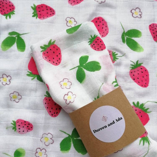 Wimbledon Strawberry Muslin Square by Doreen & Ada
