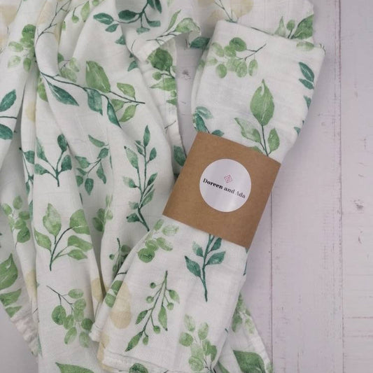 Green Foliage Eucalyptus Muslin Square by Doreen & Ada