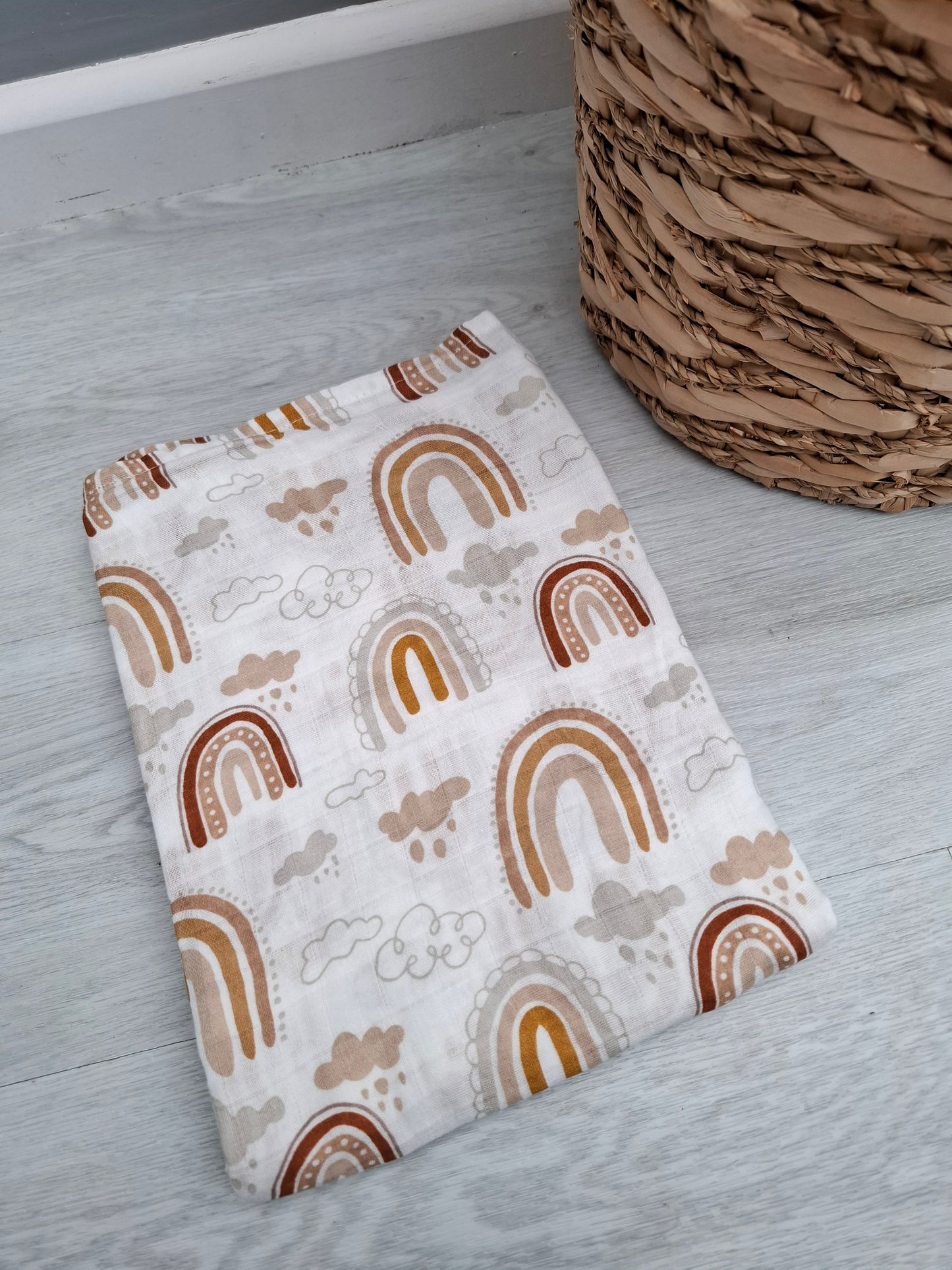 Clouds Rainbow Muslin Swaddle by Doreen and Ada