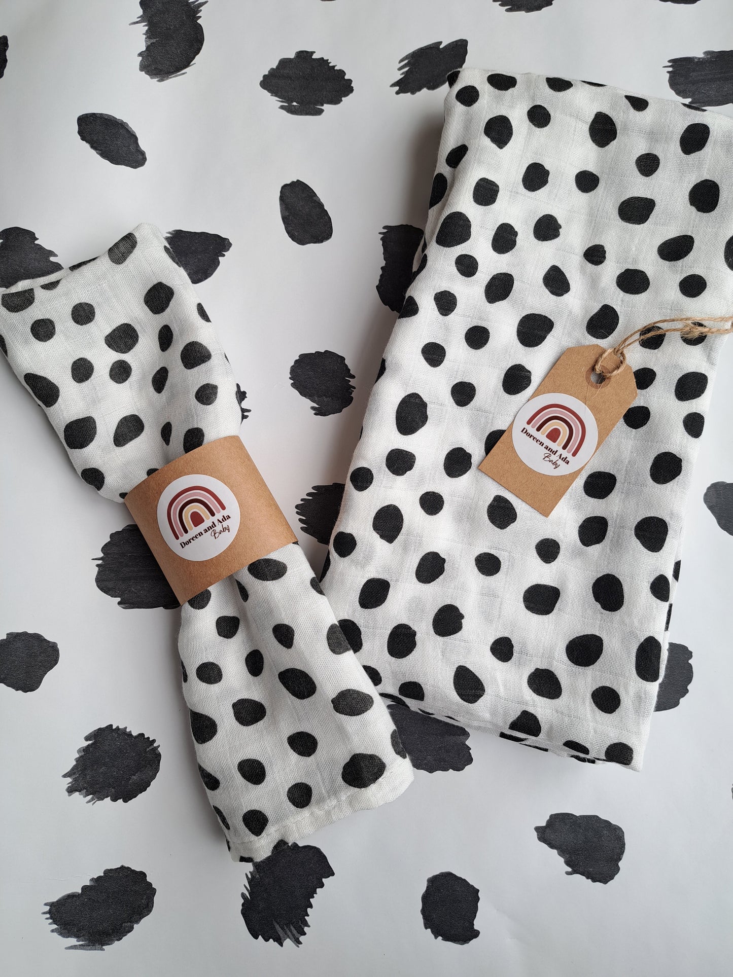 Dalmatian Dotty Spotty Design Muslin Square or Swaddle