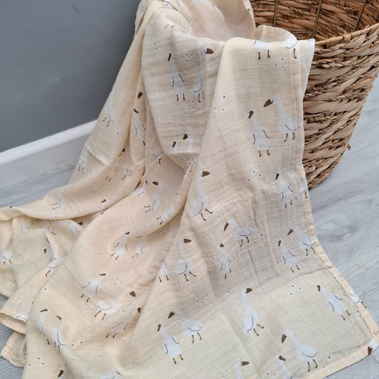 Silly Goose Duck Muslin Swaddle by Doreen & Ada