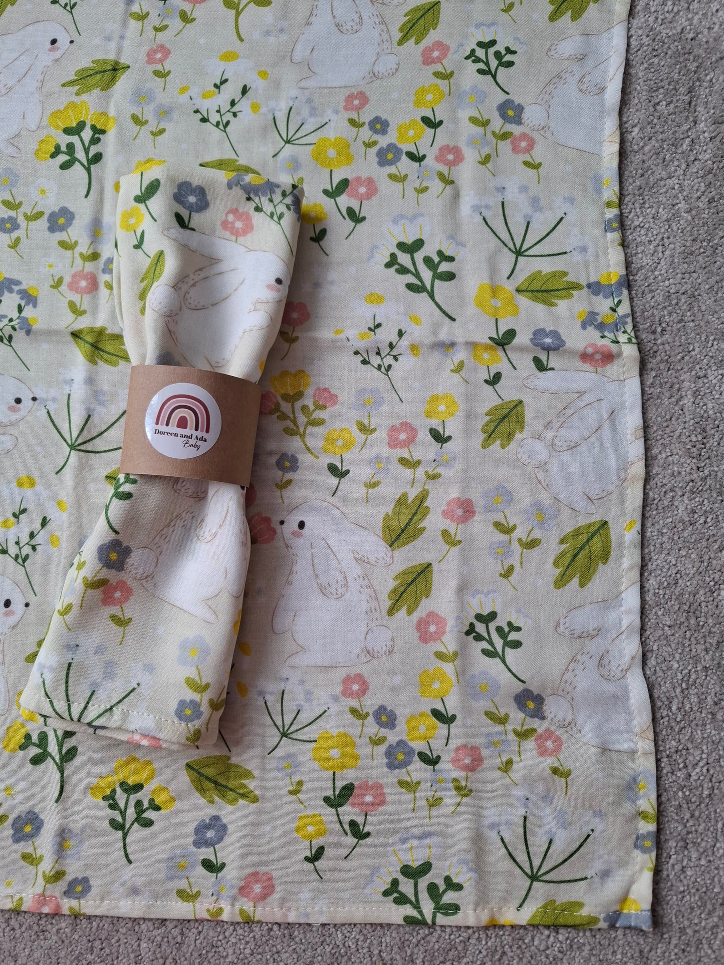 Bunny Kisses & Meadow Wishes Muslin Square