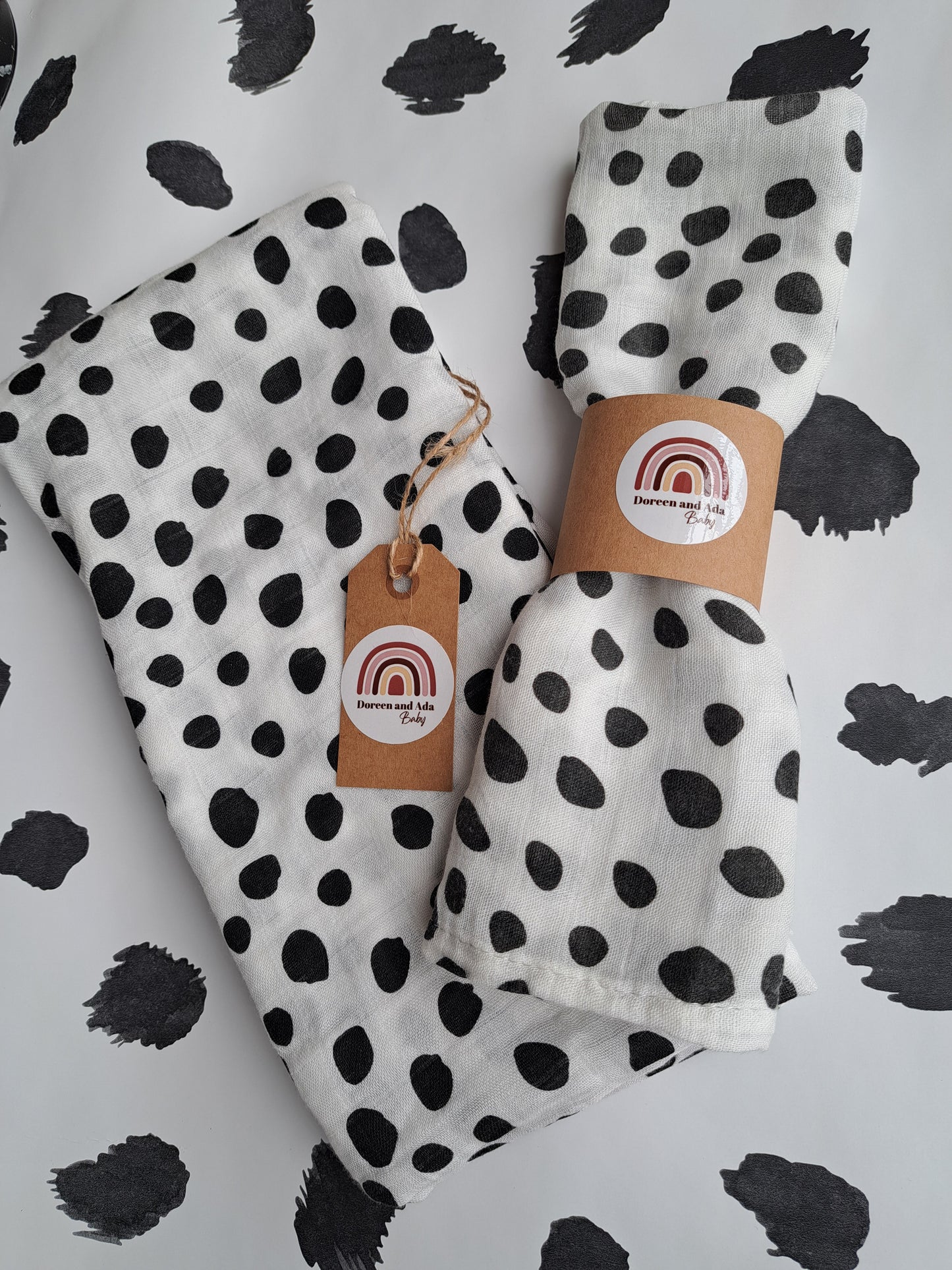 Dalmatian Dotty Spotty Design Muslin Square or Swaddle