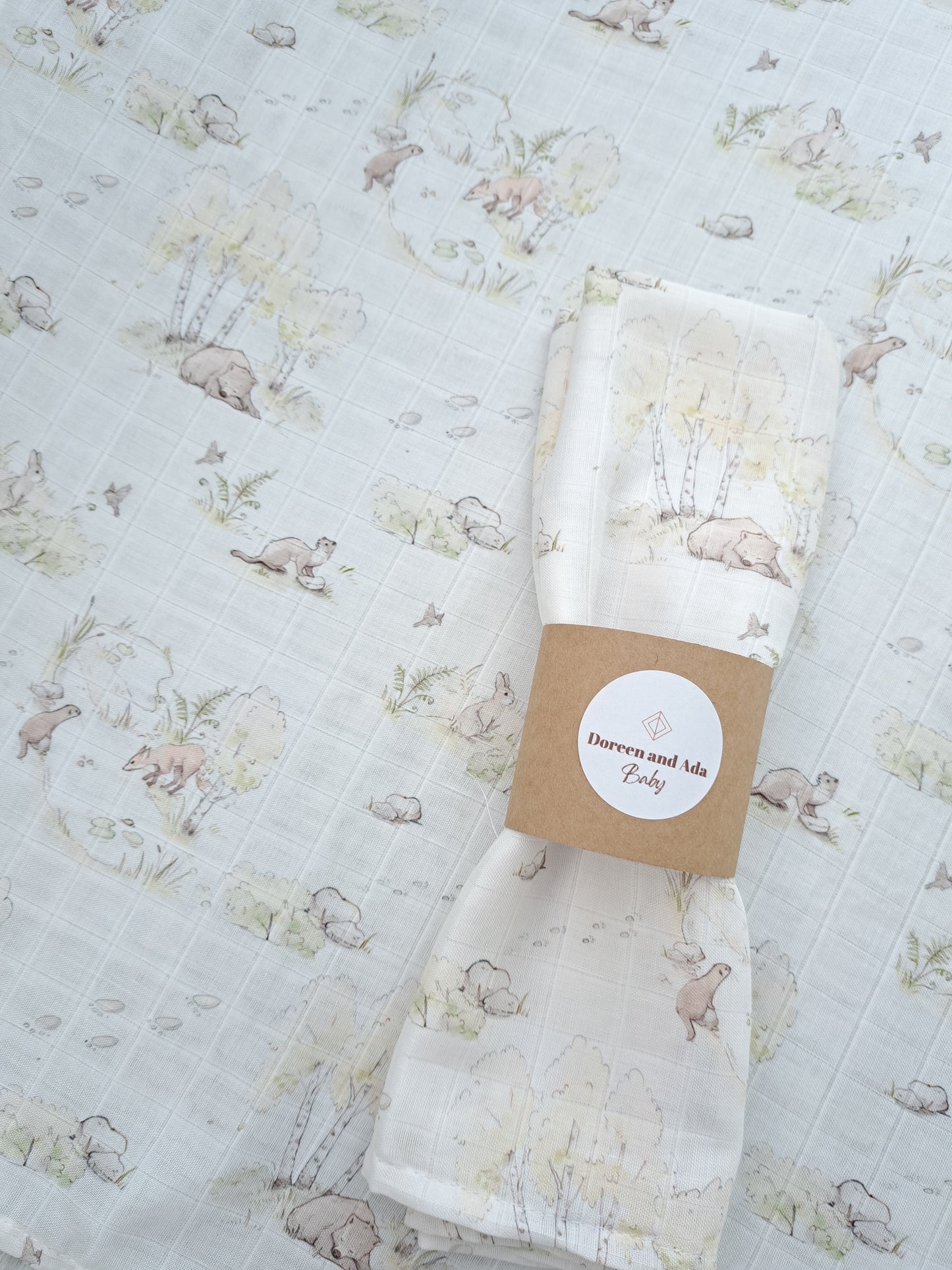 Nursery Fox Bear Otter Muslin Square