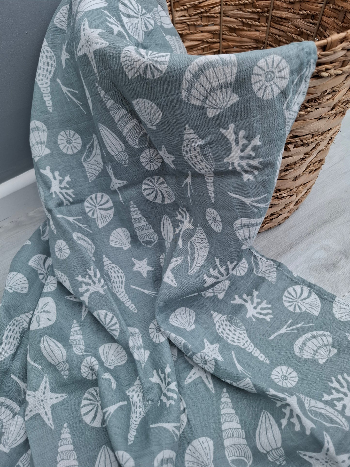 Seashell Muslin Swaddle by Doreen and Ada