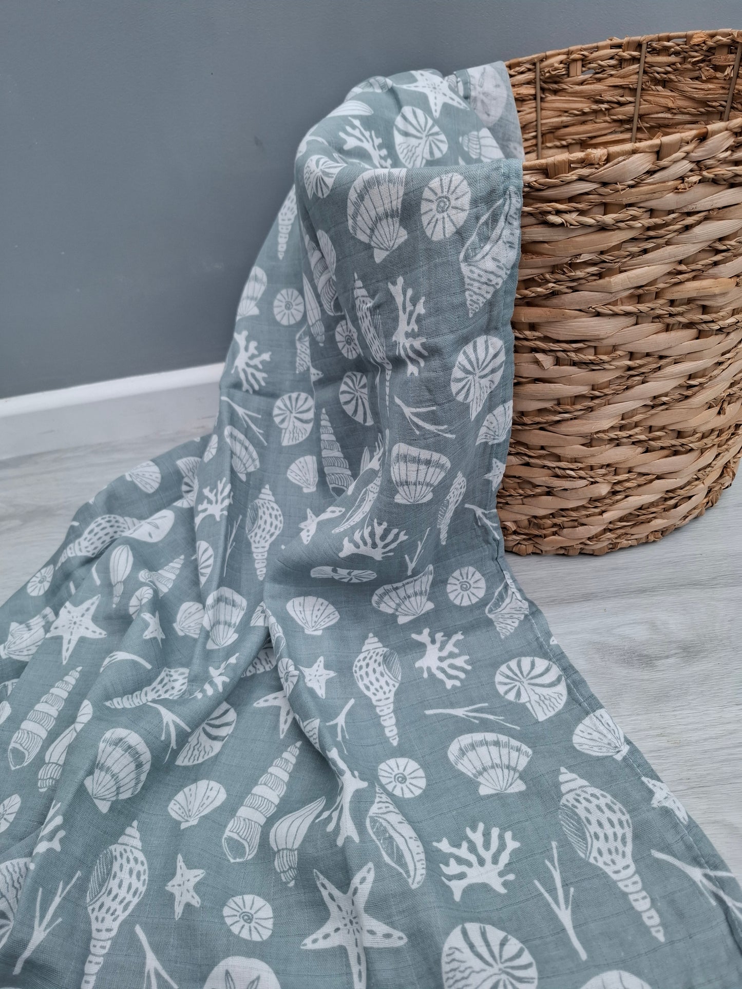 Seashell Muslin Swaddle by Doreen and Ada
