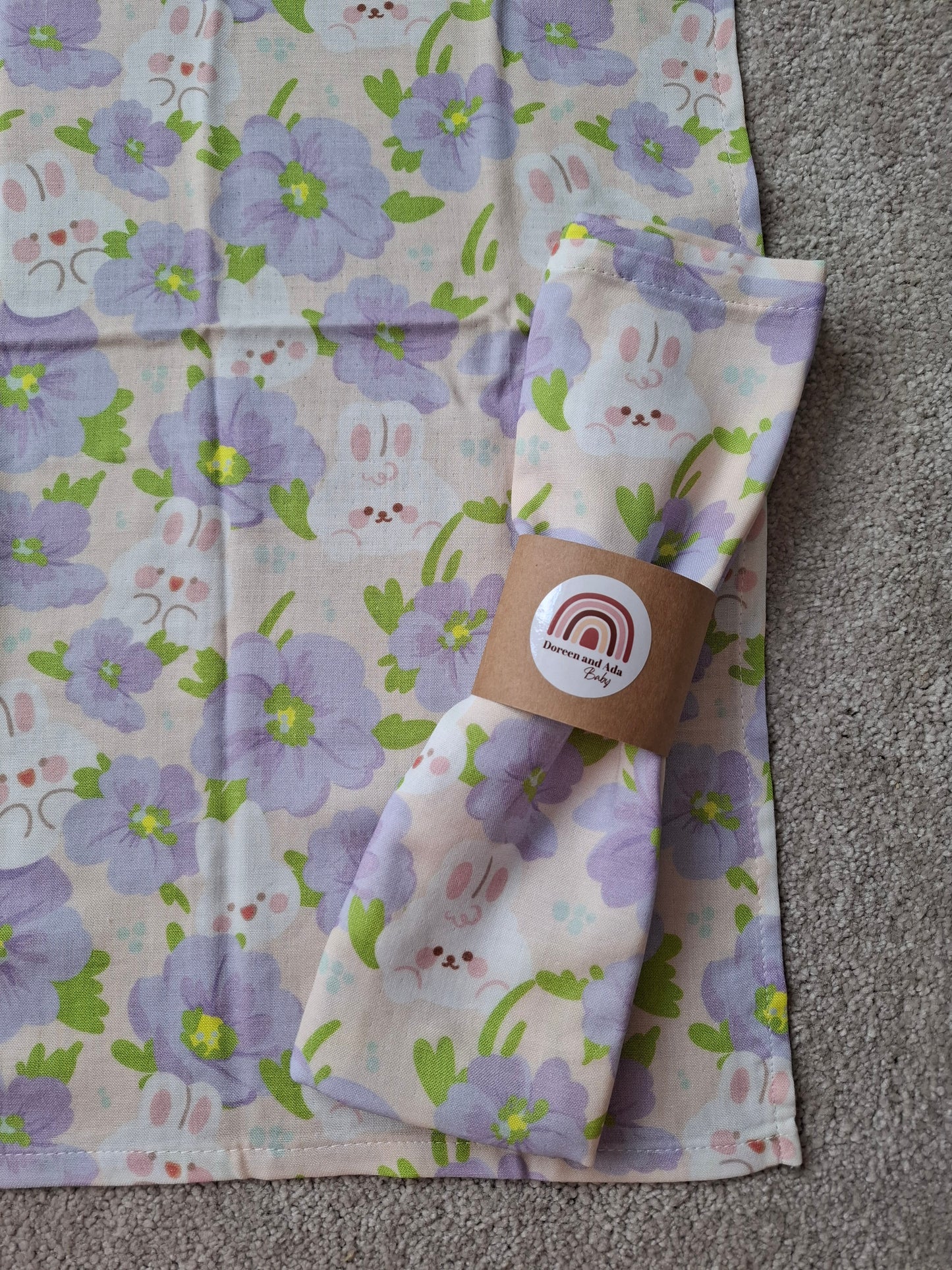 Rabbit and Flower Kawaii Muslin Square