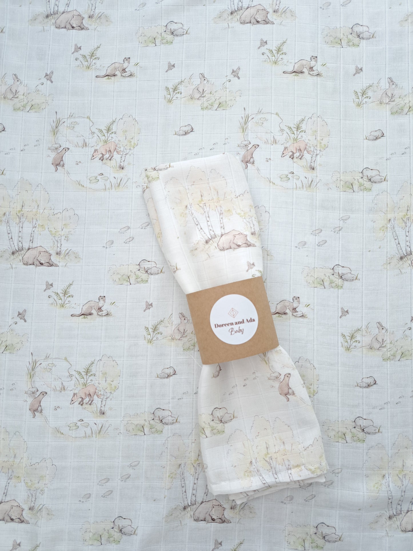 Nursery Fox Bear Otter Muslin Square