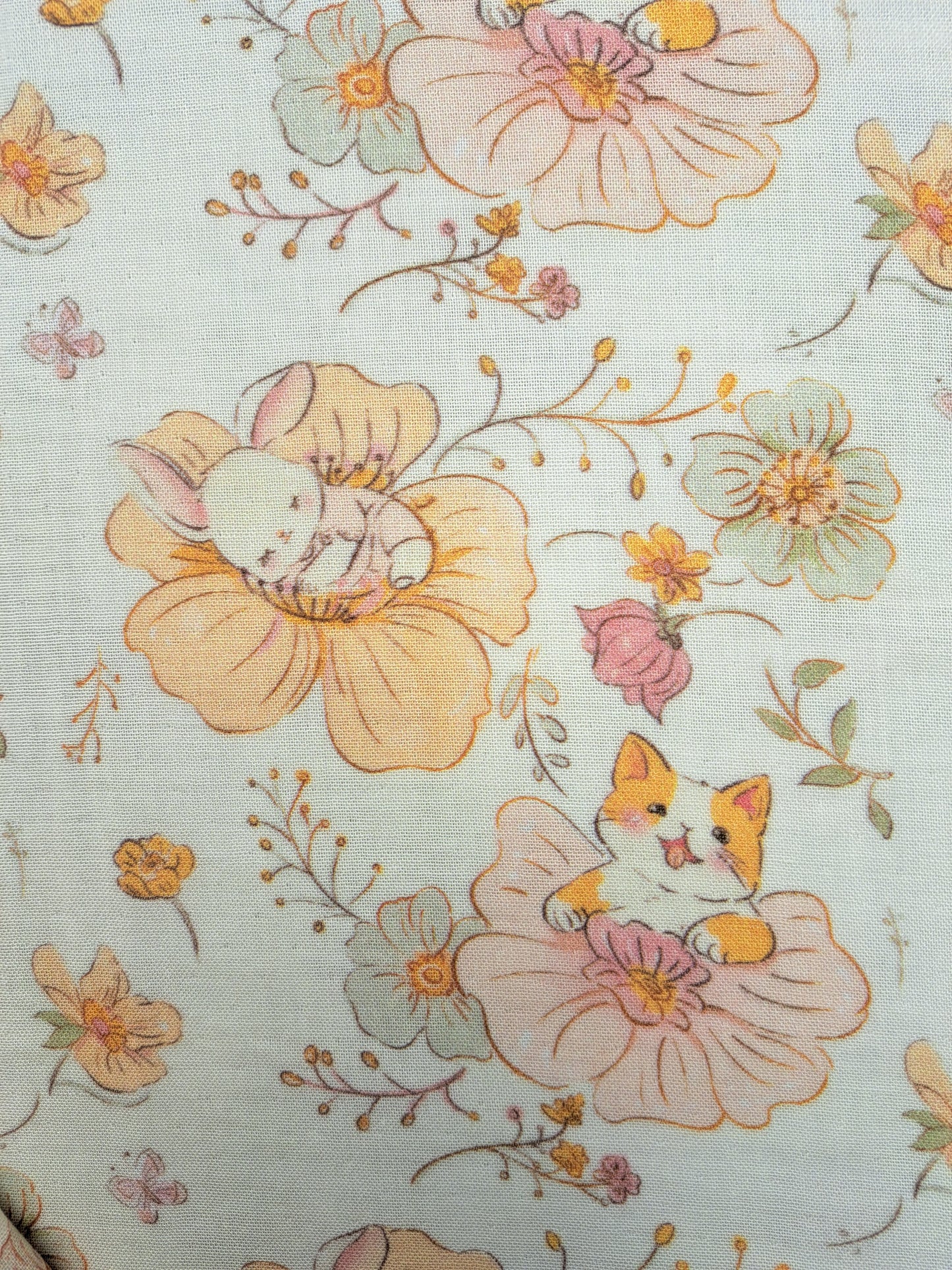 Cats and Rabbits Floral Muslin Square